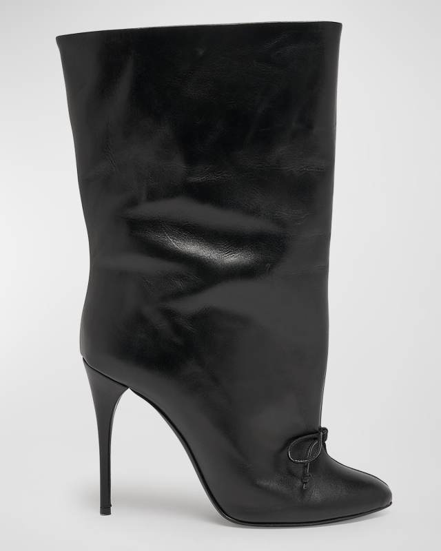 Calfskin Bow Stiletto Ankle Booties