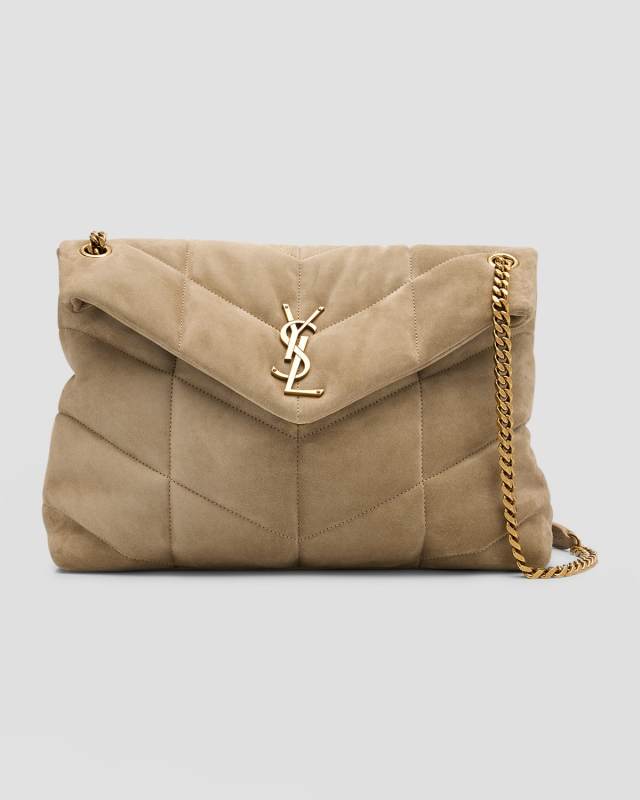 Lou Puffer Medium YSL Crossbody Bag in Quilted Suede