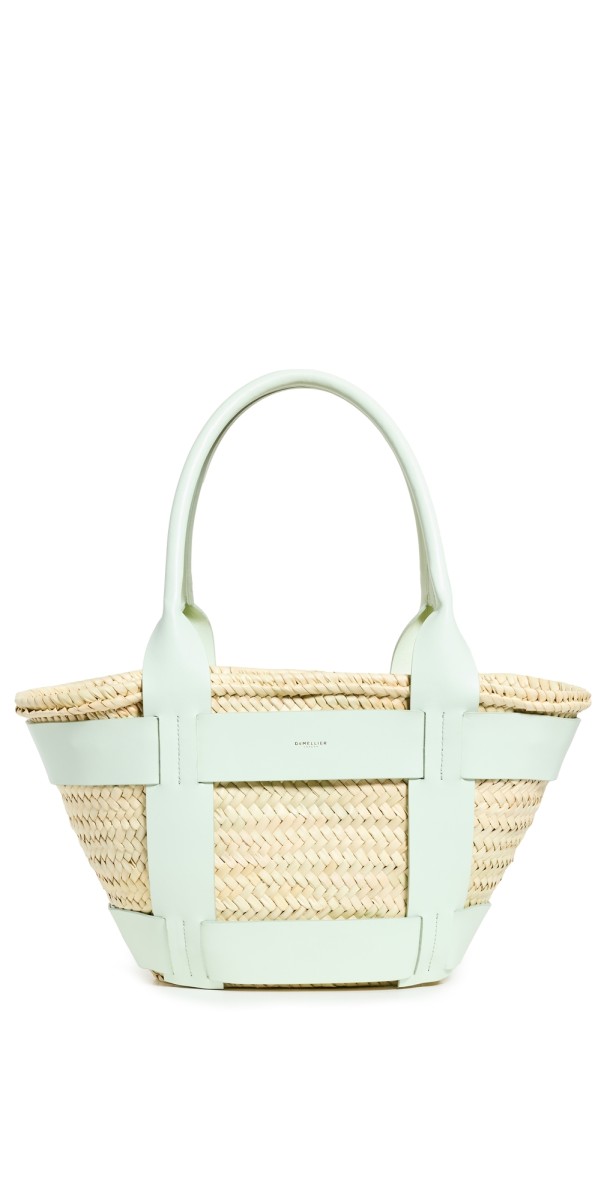 DeMellier Santorini Bag Natural Raffia / Mint Smooth