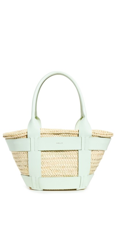 DeMellier Santorini Bag Natural Raffia / Mint Smooth