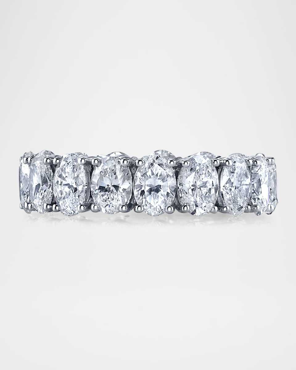 Platinum Oval-Cut Diamond Buttercup Eternity Band Ring, 4.55tcw
