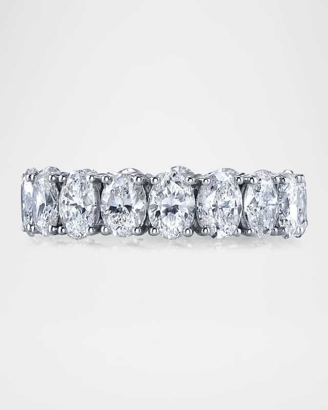 Platinum Oval-Cut Diamond Buttercup Eternity Band Ring, 4.55tcw
