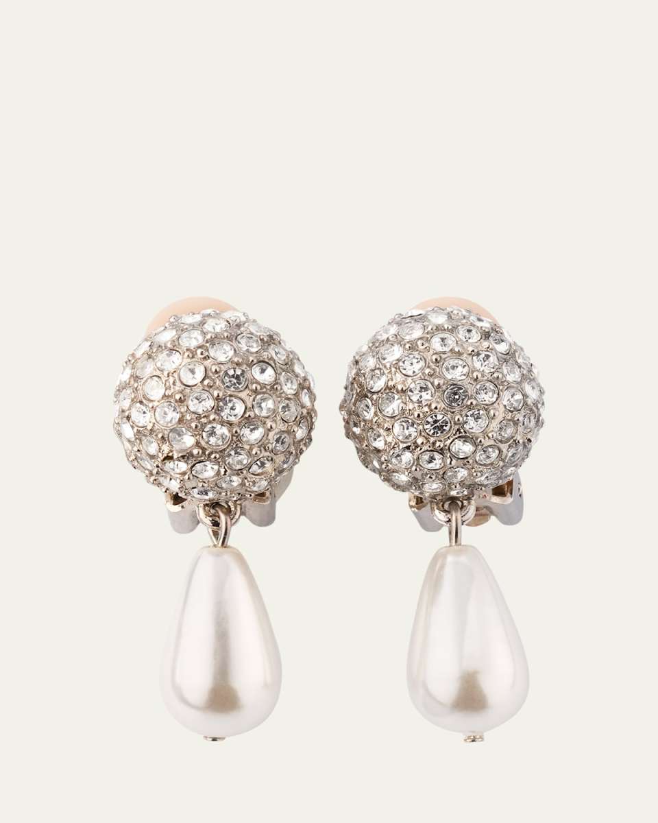 Crystal & Pearl Drop Clip-On Earrings