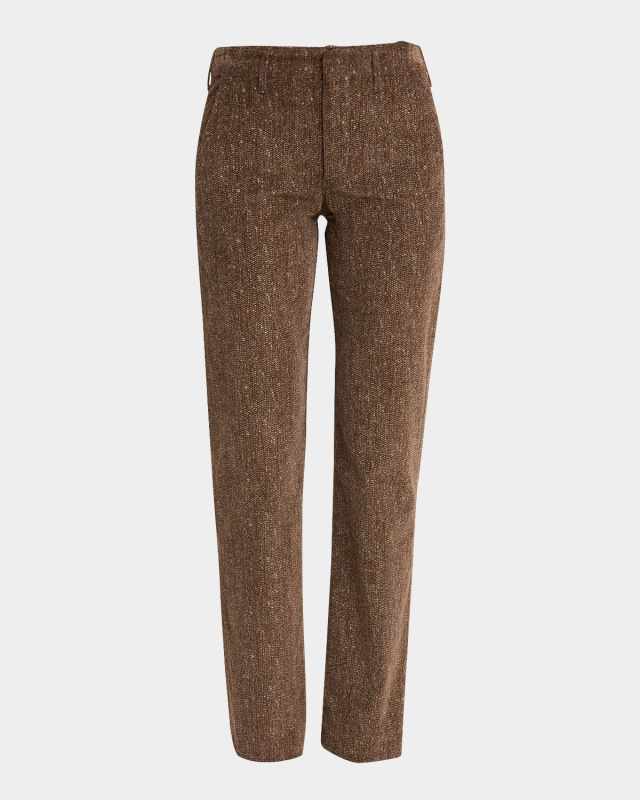 Jorge Paillette Tweed Corduroy Straight-Leg Trousers
