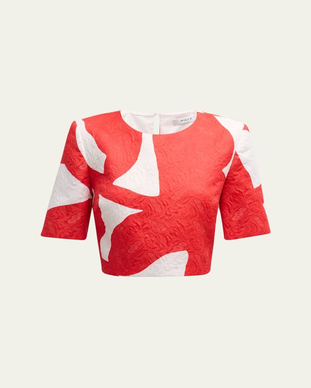 Grand Foliage Jacquard Crop Top