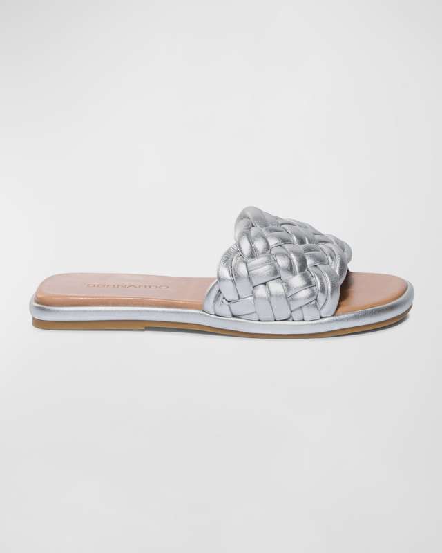 Metallic Braid Flat Slide Sandals