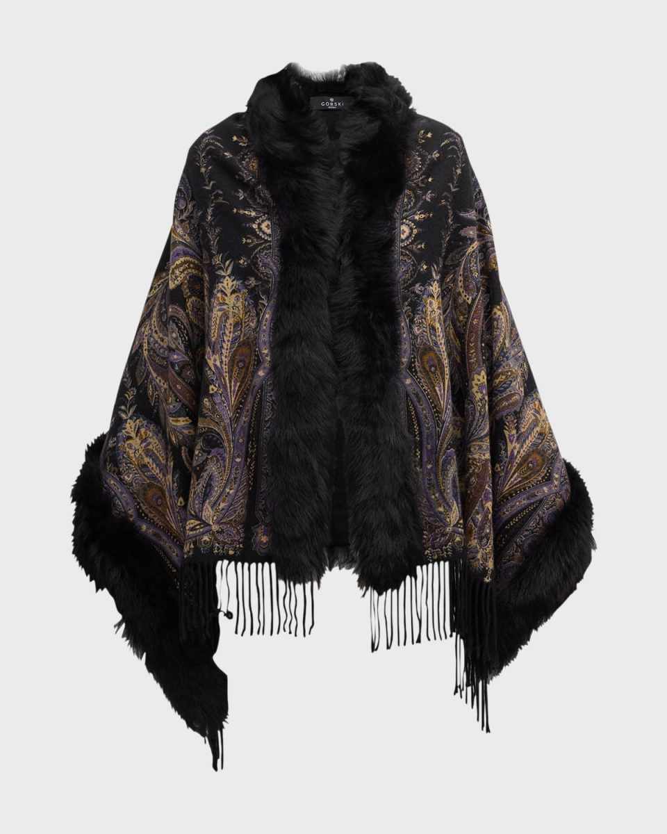 Paisley Cashmere & Shearling Stole