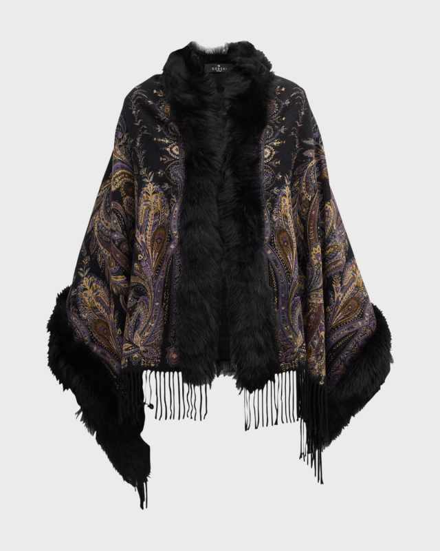 Paisley Cashmere & Shearling Stole