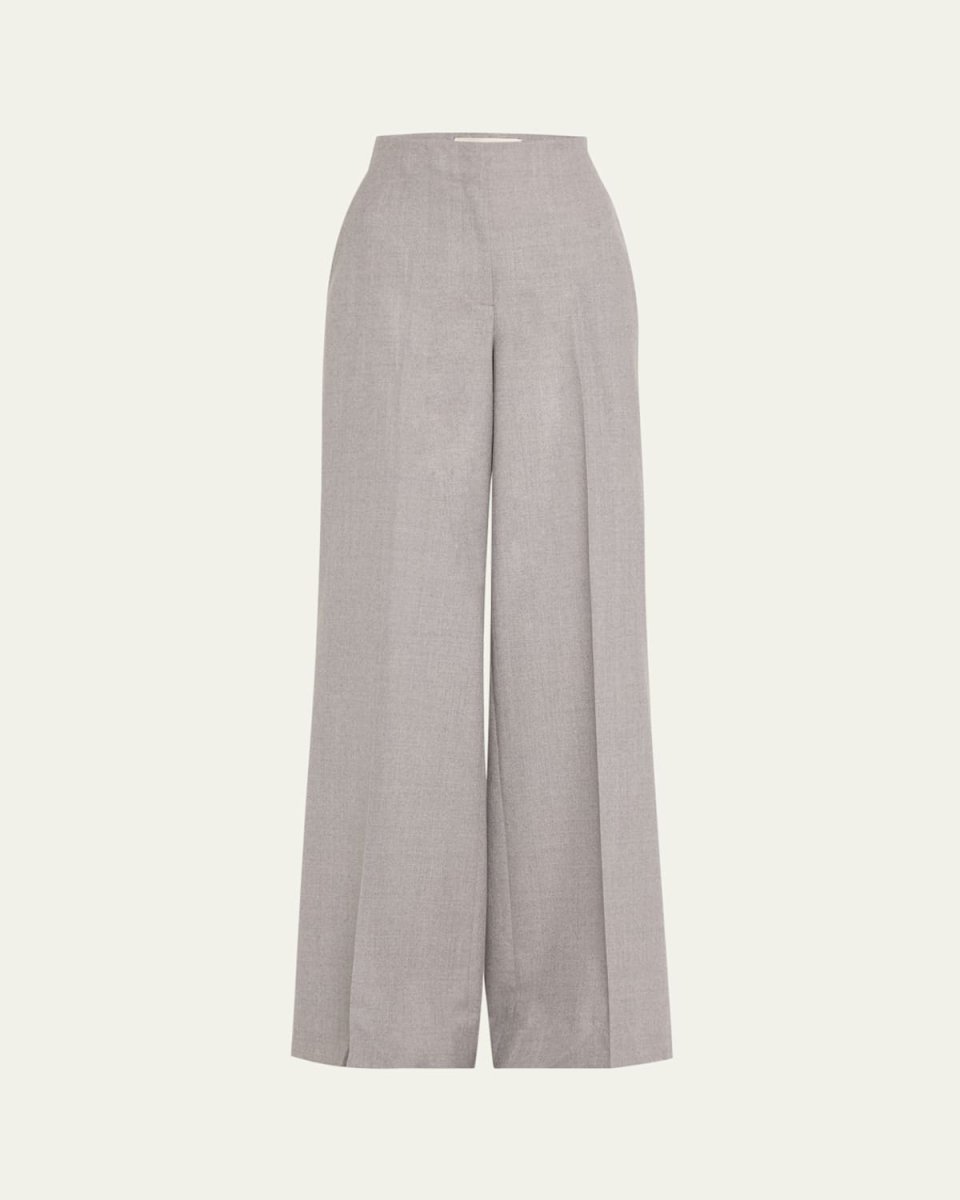 Thames Wide-Leg Brushed Wool Pants