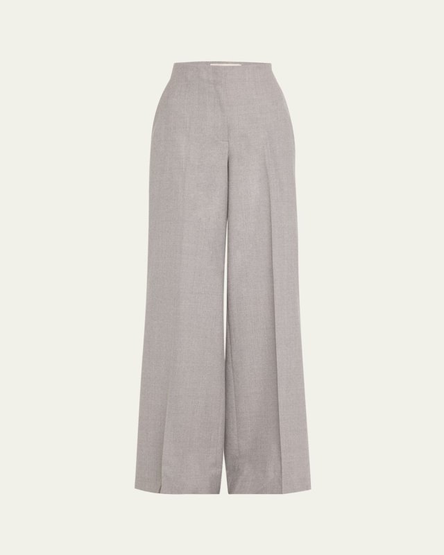 Thames Wide-Leg Brushed Wool Pants