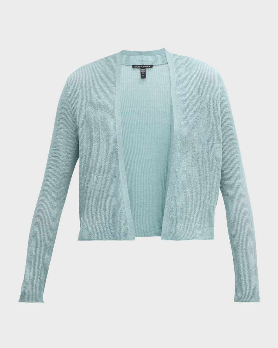 Ribbed Open-Front Organic Linen-Cotton Cardigan