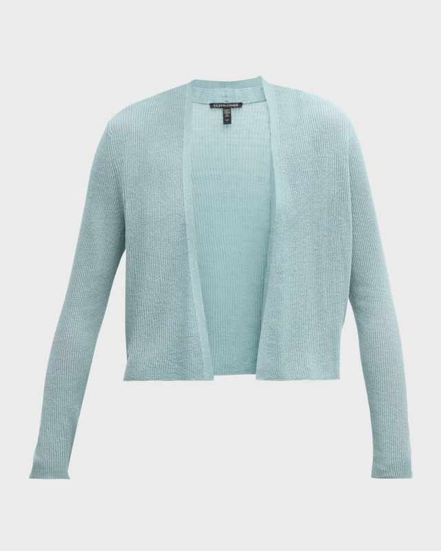 Ribbed Open-Front Organic Linen-Cotton Cardigan