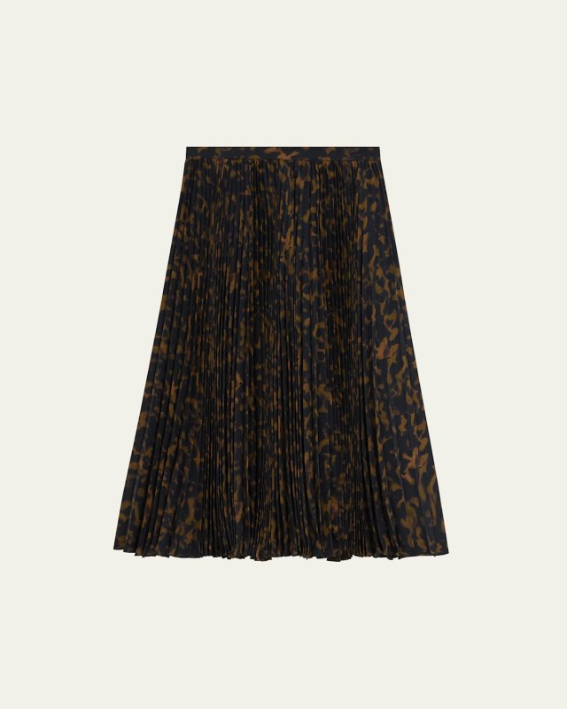 Sunburst Pleated A-Line Midi Skirt