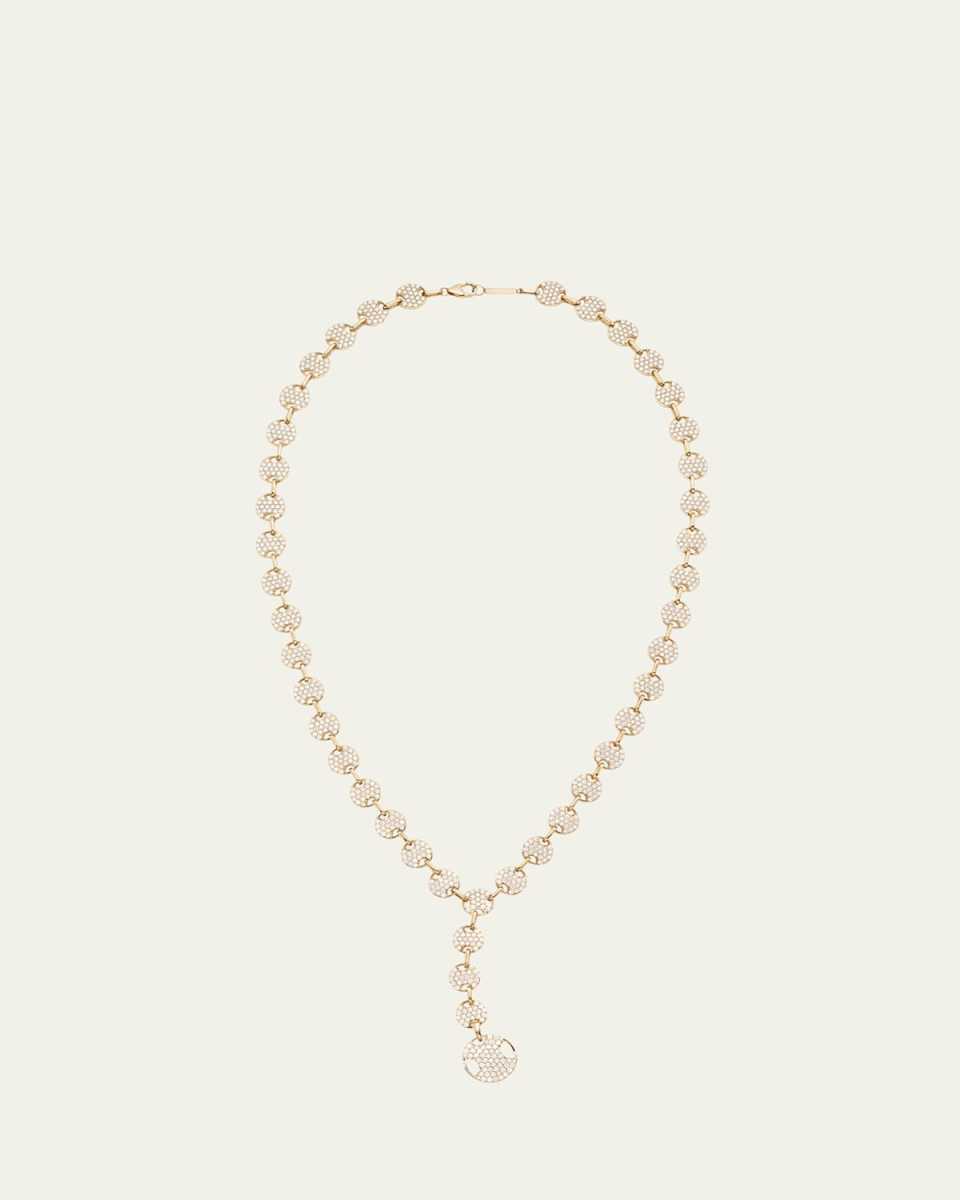14K Yellow Gold Mega Pave Diamond Flatman Lariat Necklace