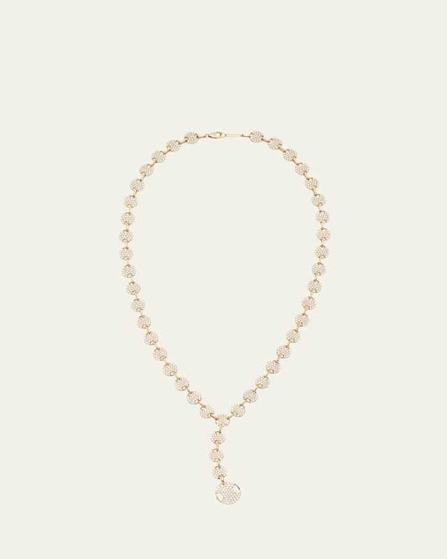 14K Yellow Gold Mega Pave Diamond Flatman Lariat Necklace