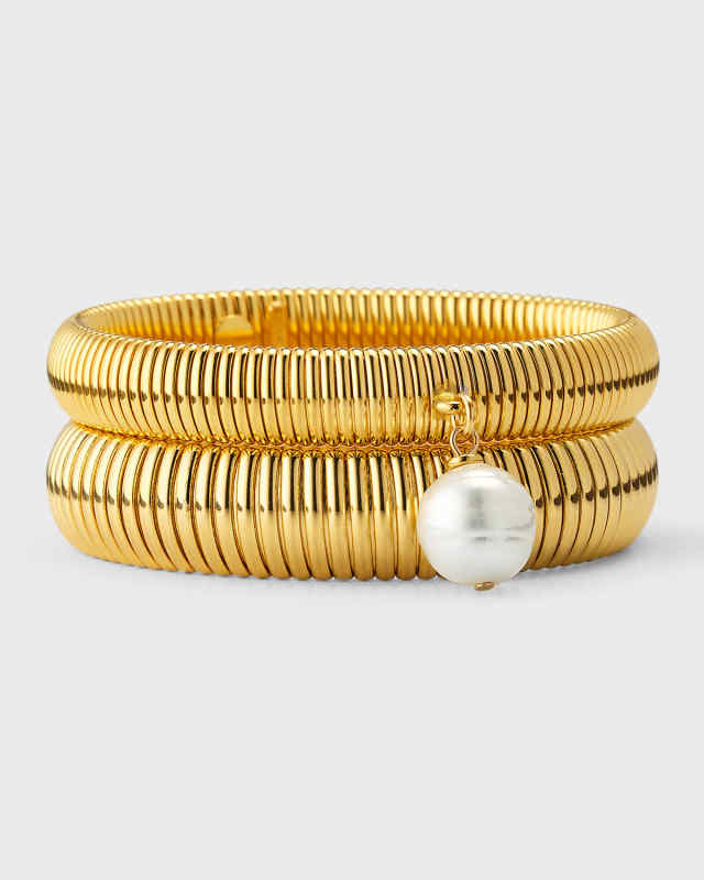 Pearly Cobra Bracelet, Set of Two