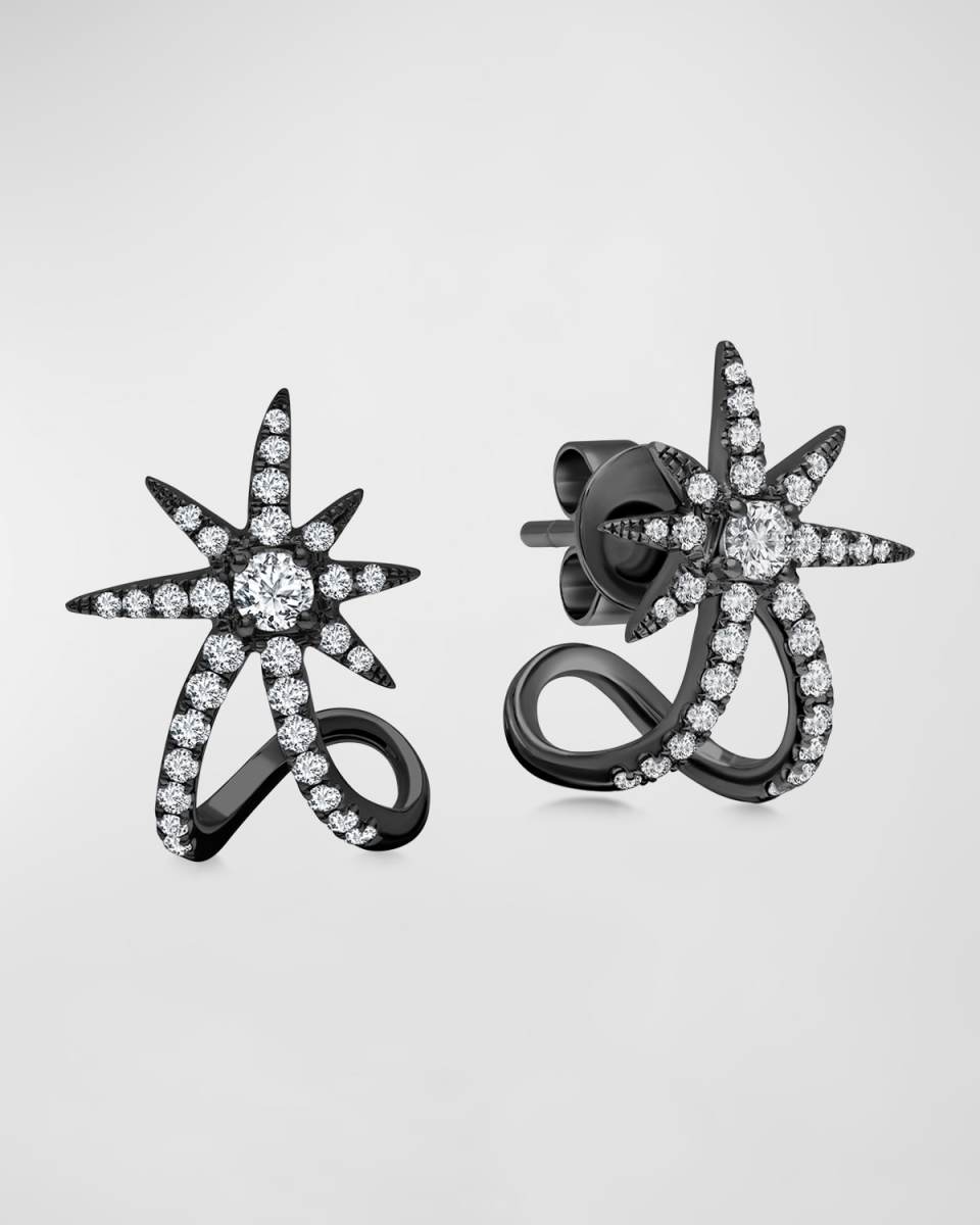 Black Starburst Cuff Earrings