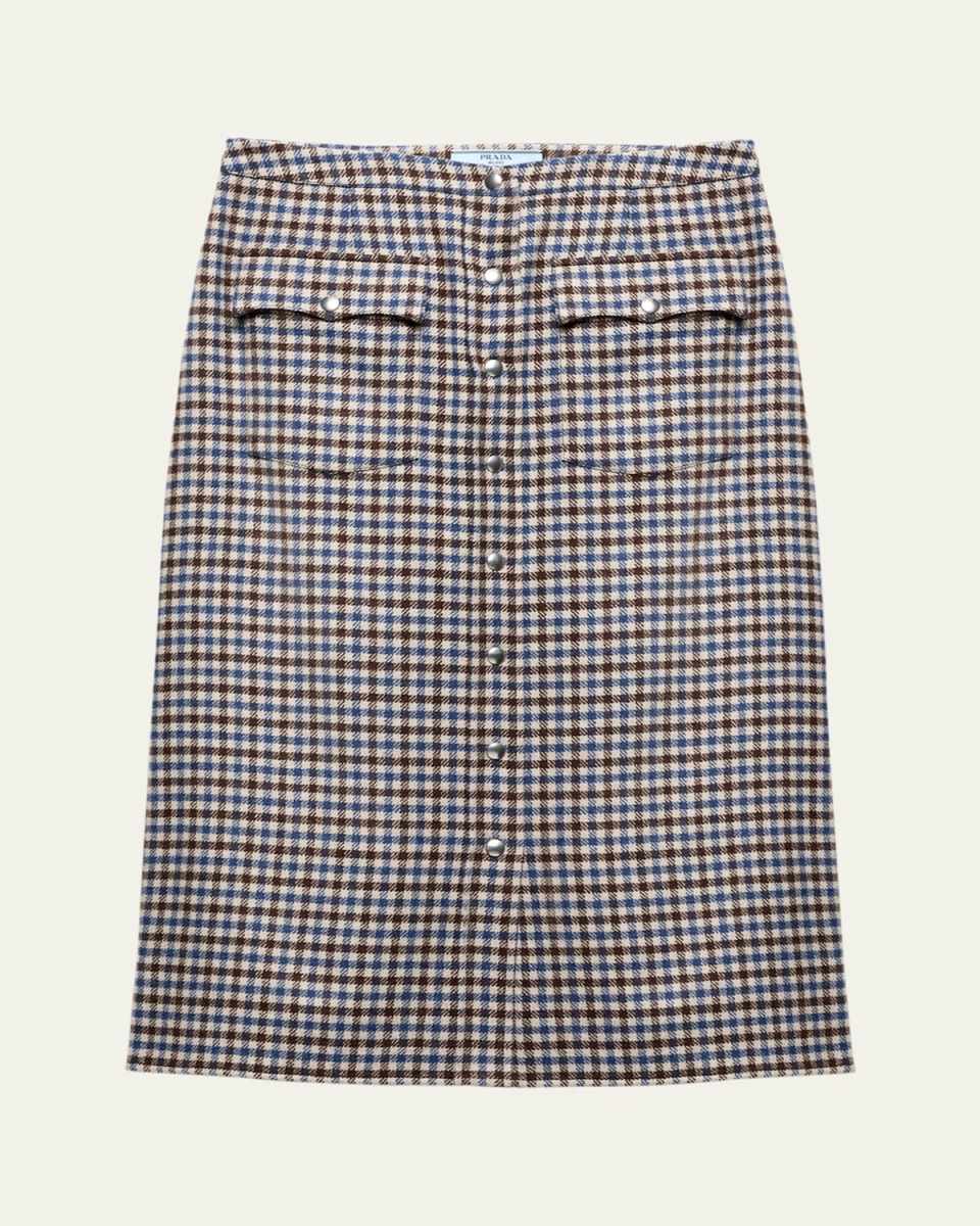 Quadretto Wool Midi Skirt