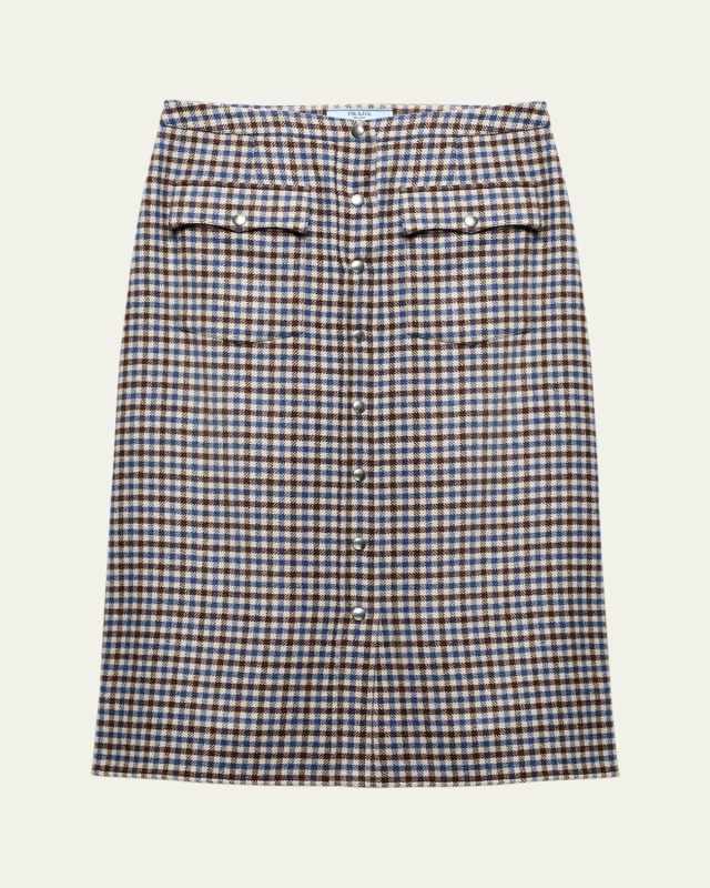 Quadretto Wool Midi Skirt