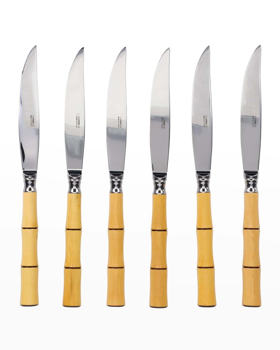Byblos 6-Piece Steak Knives, Natural Wood