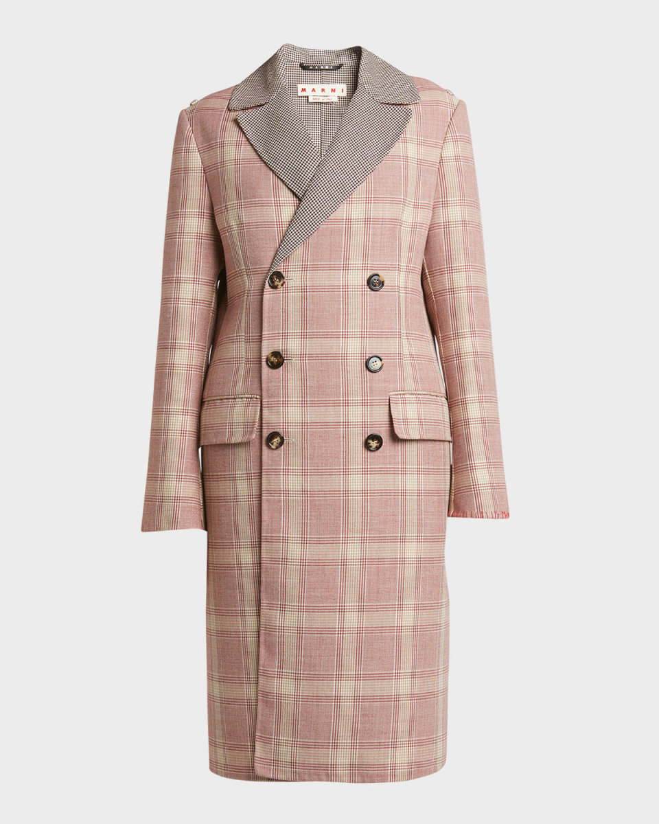 Check Double-Breasted Overcoat