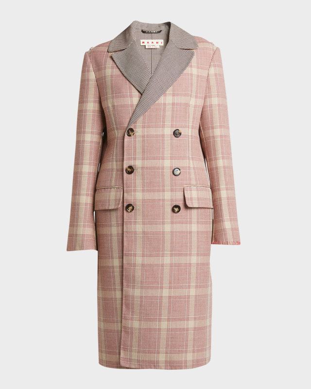 Check Double-Breasted Overcoat