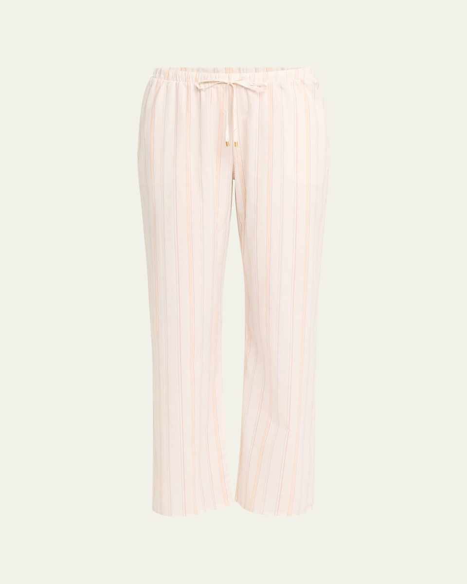 Striped Straight-Leg Cotton Lounge Pants