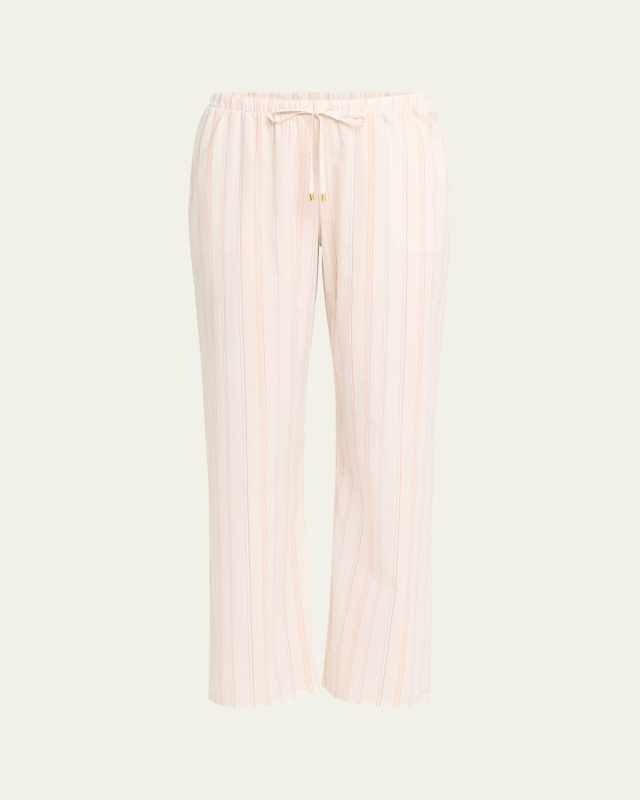 Striped Straight-Leg Cotton Lounge Pants