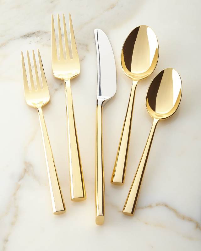 5-piece malmo gold flatware place setting