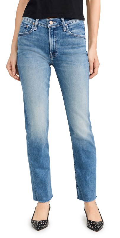 MOTHER The Mid Rise Rider Flood Fray Jeans Monkey In The Middle