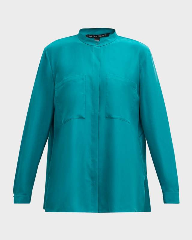 Button-Down Washed Silk Shirt