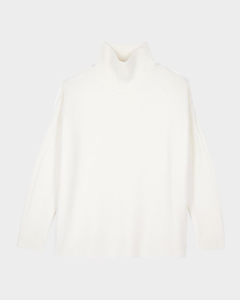 Mock-Neck Cashmere-Blend Sweater