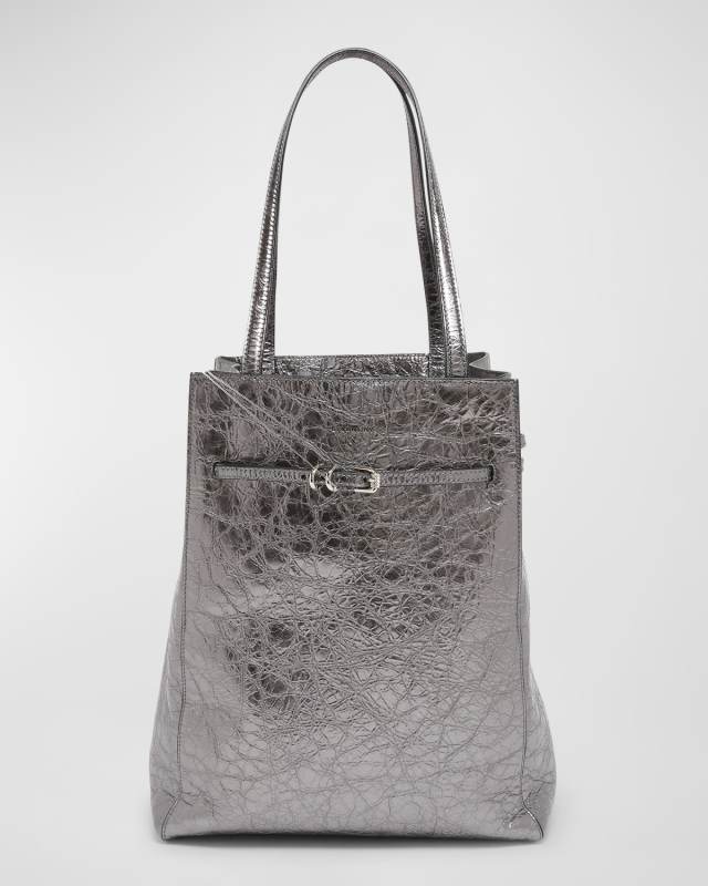 Voyou Medium North-South Tote Bag in Metallized Leather