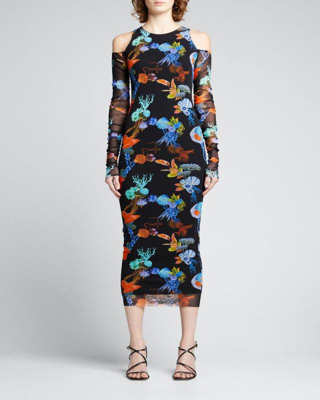 Cold-Shoulder Long-Sleeve Bodycon Dress