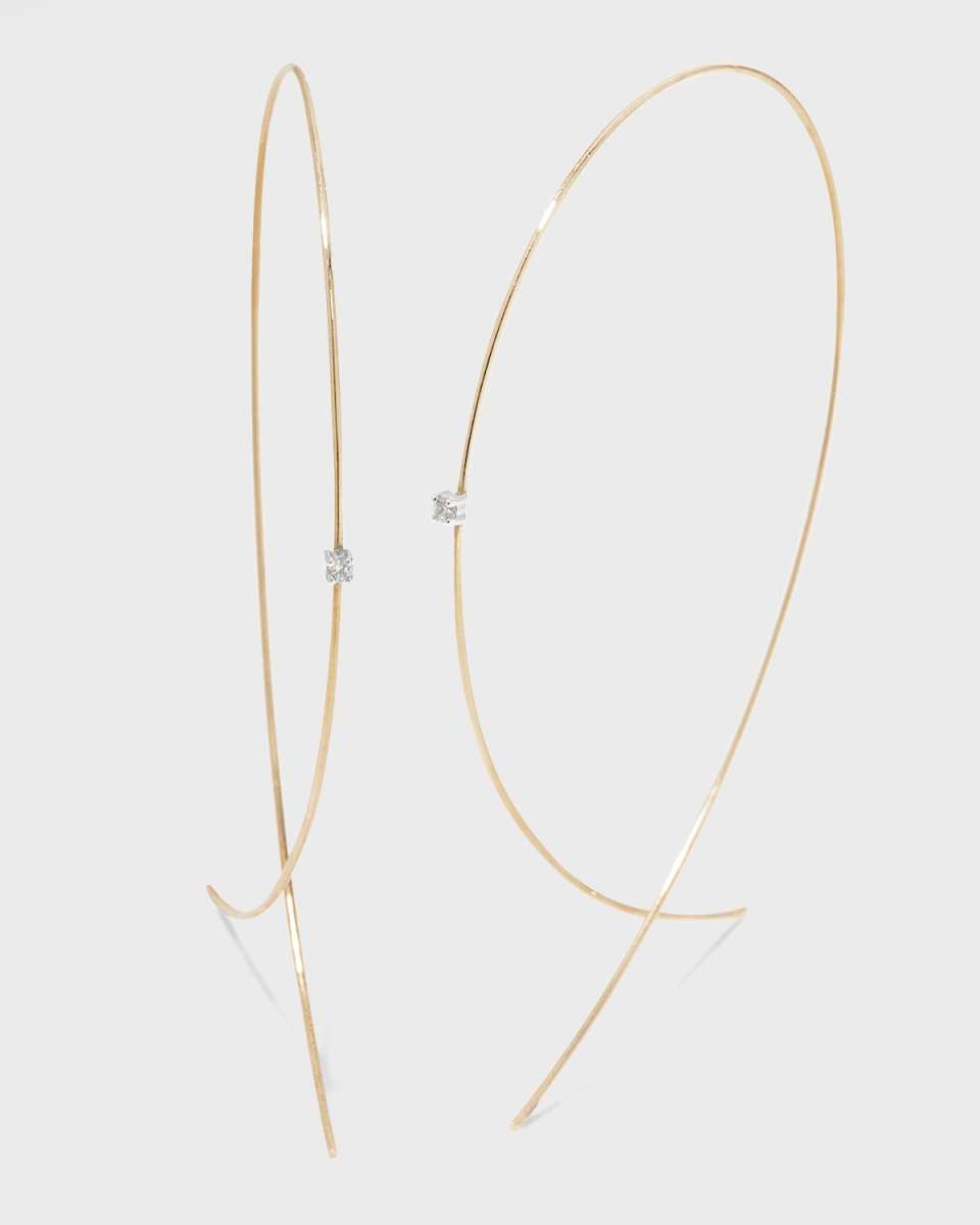 Large Upside Down Hoops with Diamonds