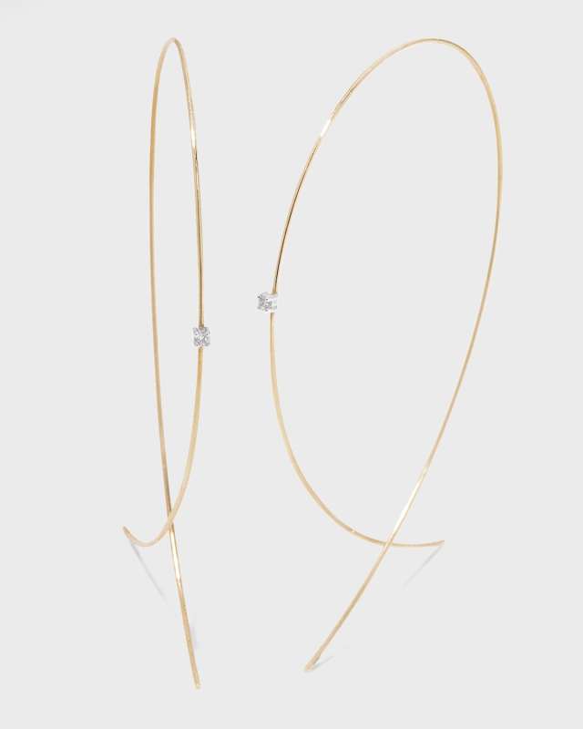 Large Upside Down Hoops with Diamonds
