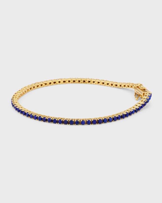 18K Yellow Gold Lapis 4-Prong Tennis Bracelet
