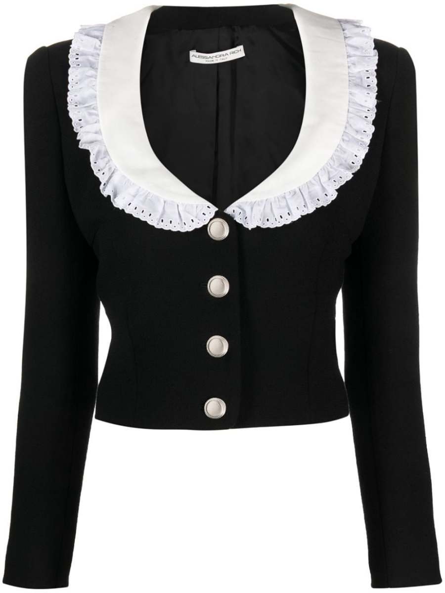 ruffle-trimmed wool jacket