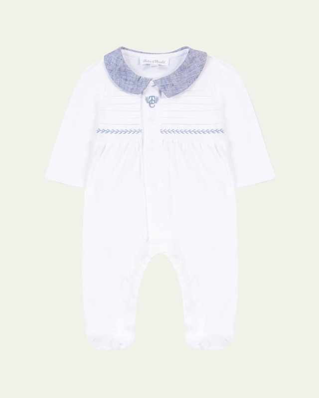 Boy's Smocked Collared Footie, Size Newborn-9