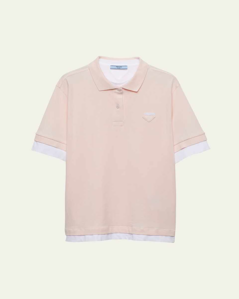 Two-Tone Jersey Layered Polo Shirt