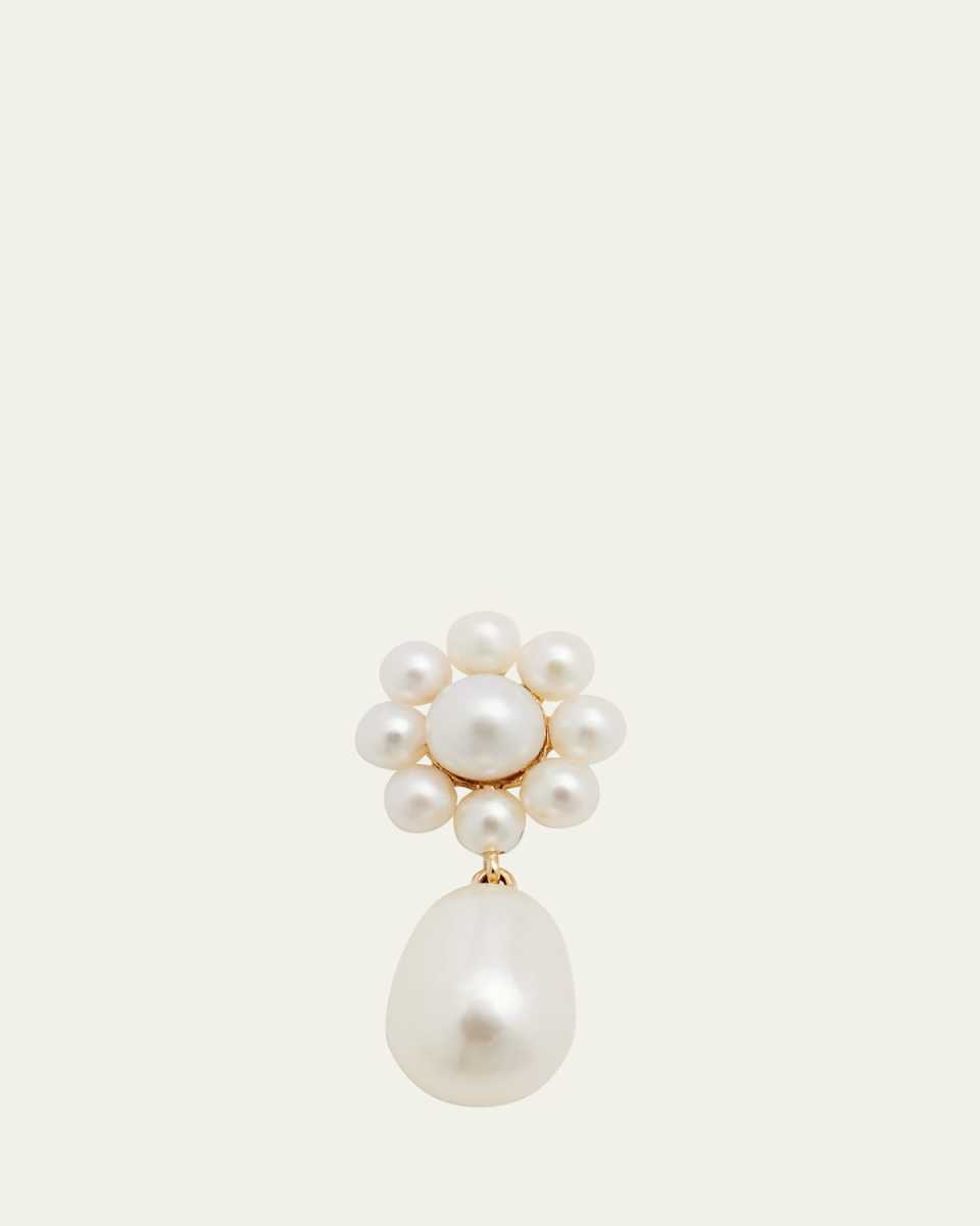 Chambre de Fleur Freshwater Pearl Flower and Drop Earring in 14K Yellow Gold, Single