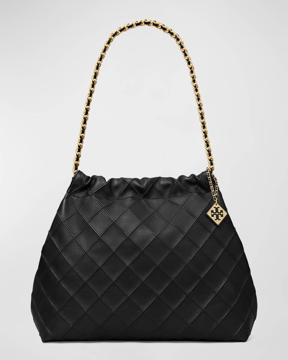 Fleming Drawstring Leather Hobo Bag