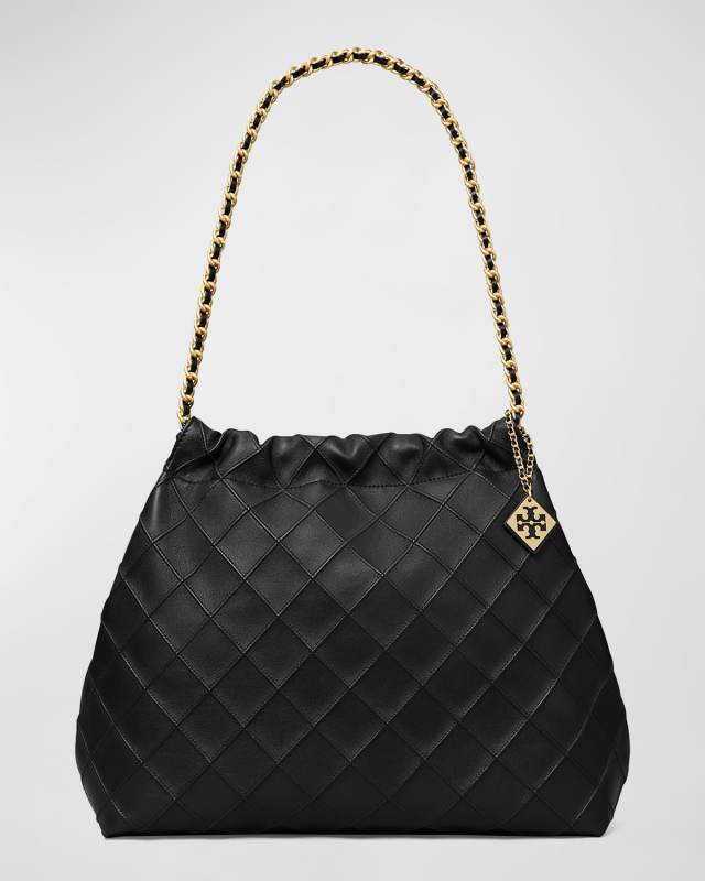 Fleming Drawstring Leather Hobo Bag