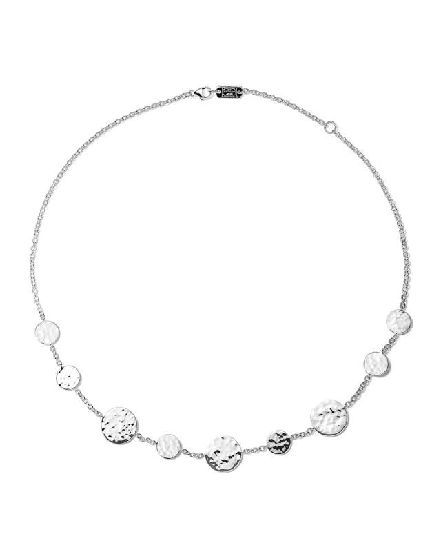 Classico Crinkle Hammered Circle Station Necklace 16"L