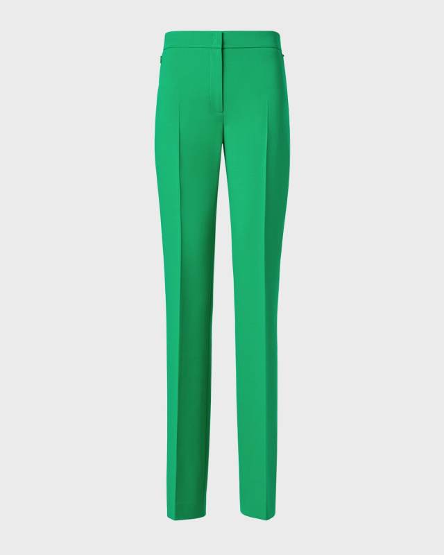Carl Mid-Rise Zip-Pockets Straight-Leg Crepe Pants
