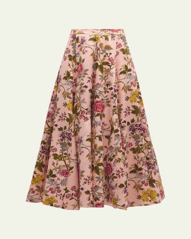 Hilda Gathered Floral-Print Maxi Skirt