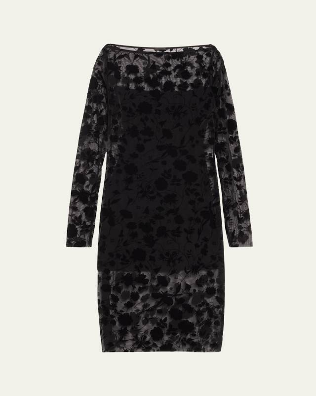 Floral Burnout Tulle Boatneck Dress