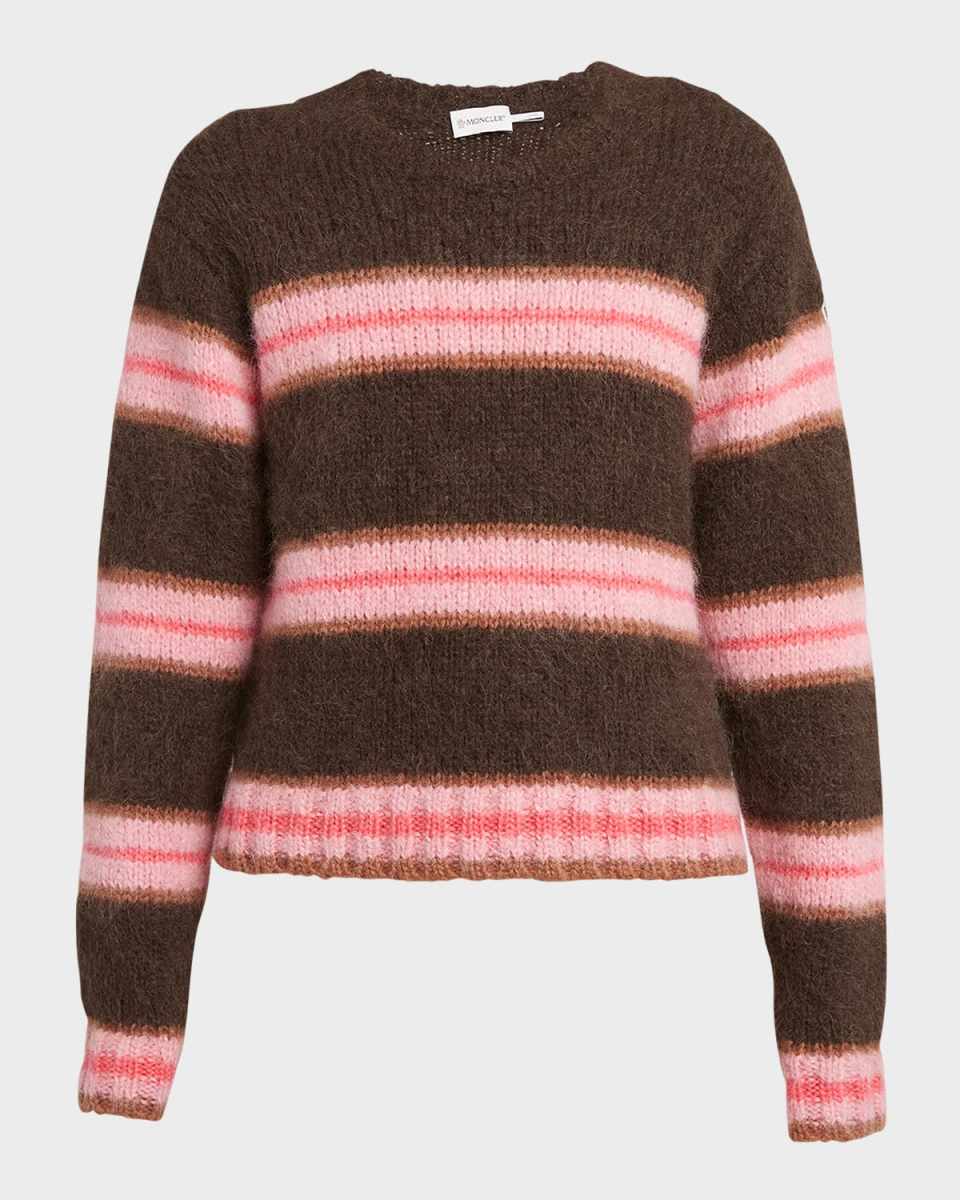 Striped Alpaca-Blend Crewneck Pullov