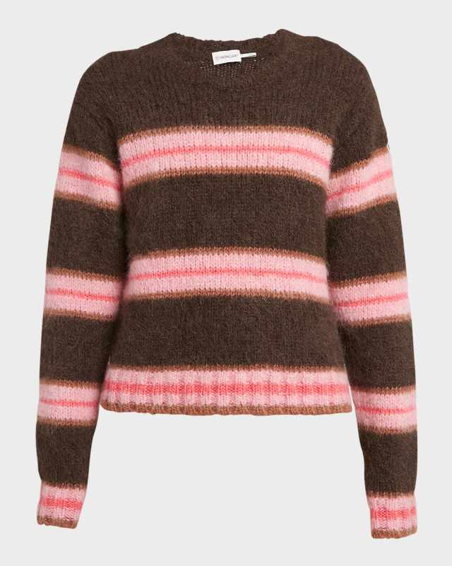 Striped Alpaca-Blend Crewneck Pullov