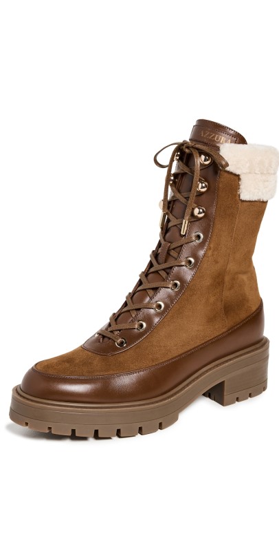 Aquazzura Very Cortina Shearling Booties ECRU/CHESTNUT